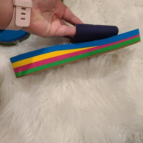 J. Crew Platform EVA Blue Stripe Slides Size 6 - Picture 5 of 12